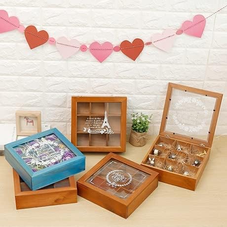 Caixas de armazenamento Anncus e caixotes de caixas de madeira vintage caixa de mesa de mesa quadrado quadrado de jóias de jóias de rosa com jóias de capa Organizador -