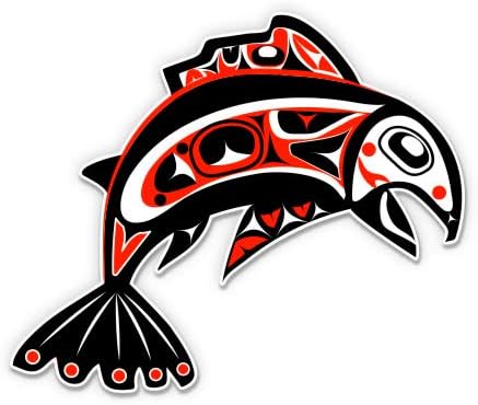 GT Graphics Pacific Northwest Native Art Fish Tribal - Adesivo de vinil de 5 - para laptop de carro I -pad