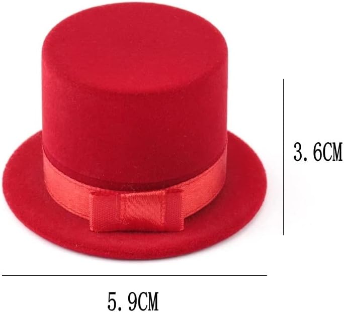 Liruxun Red Black Tip Hat Hat Box Caixa de jóias de veludo Coloque caixa de colar caixa de recipiente de recipiente de recipiente para embalagens de jóias