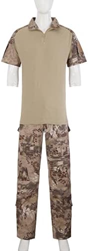 Tamas de camisetas e calças táticas de homens Conjunto de camuflagem Mangas curtas Treinamento de camiseta de camiseta de camiseta de camiseta
