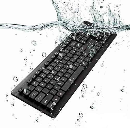 Teclado de ondas de caixa compatível com o teclado infinix zero book Ultra - AquaProof USB, teclado USB de água à prova d'água lavável para o Infinix Zero Book Ultra - Jet Black
