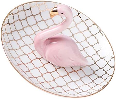 Cabilock Practical 1pc Flamingo Shape Jewelry Plate de joias requintado bandeja de bugigangas de bugigangas pratos de armazenamento elegantes para anéis Brincos