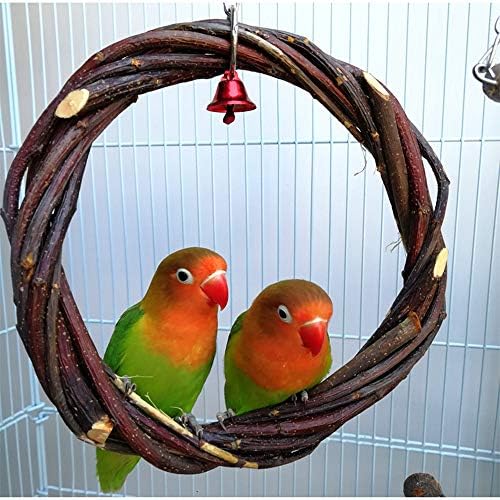 Alfyng 6 Pack Bird Parrot Mastigando brinquedos de balanço, pássaros pendurados no sino, papagaio, gaiola
