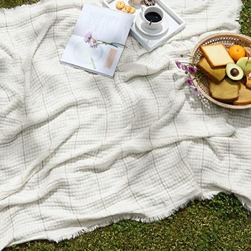 Bedsure White Throw Cobertors para sofá - Creme decorativo Tolo arremesso de cobertores com borlas para o verão - Fazenda macia e leve.