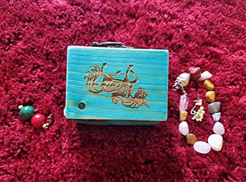RK Coleções UNICORN Caixa de bugigangas pequenas jóias de madeira angustiada para anéis de lembrança