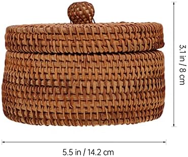 Pequeno cesto de armazenamento de tecido com cestas de vime de tampa Caixa de binishing natural