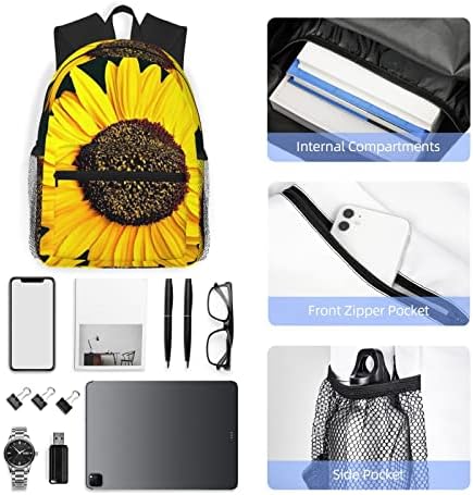 Moliae Bloom Print Sunflower Print à prova d'água Sacos da faculdade para meninas, mochila de viagem mochila de laptop casual laptop