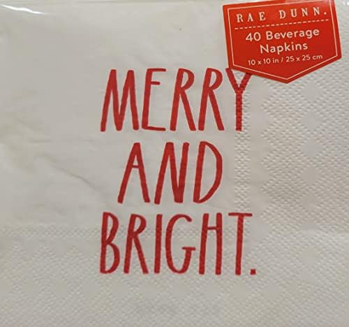 Rae Dunn Merry and Bright 40 Beverage Christmas Guardy - 10x10 in / 25x25 cm
