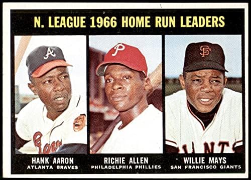 1967 Topps 244 líderes de HR Hank Hank Aaron/Willie Mays/Rich Allen Braves/Phillies/Giants Ex