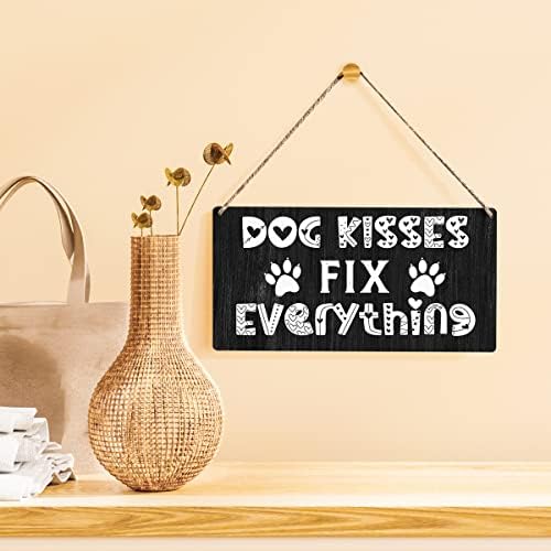 Mãe para cães sinal de presente beijos de cães da fazenda consertar tudo de madeira pendurar placa placa decoração