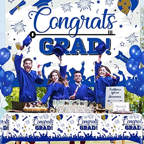 Decorações de graduação 2023, 82,6 x59 Grande Tamanho Parabéns Banner de graduação Caso-pano de pano de formatura Favorias de festas de graduação para a cabine de fotos externa em ambientes externos- Blue