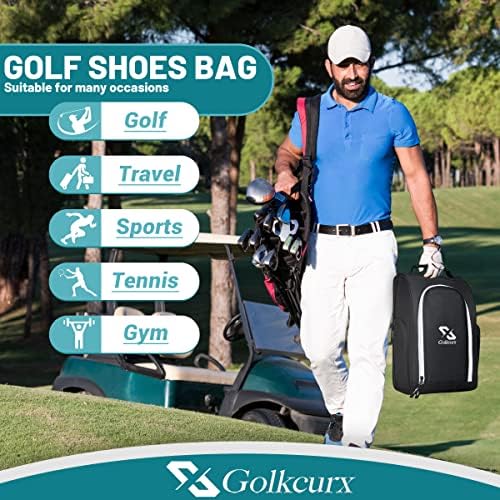 Bolsa de sapatos de golfe Golkcurx para viagens com zíper para bolsas de sapatos esportivos com bolsos de acessórios