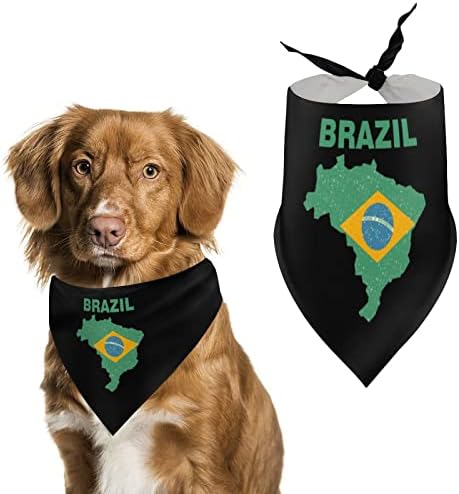 Mapa da bandeira vintage do Brasil adorável bandana de cachorro Padrão Triângulo Pet Sengh Lavável Bibs de cachorro Neckerchief