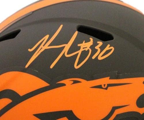 Phillip Lindsay autografou Denver Broncos Eclipse Réplica Capacete JSA 26908 - Capacetes NFL autografados