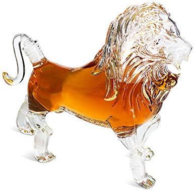 Lion Animal Whisky and Wine Decanter the Wine Savant - Belo perfil de um leão 500ml - uísque, uísque de vinho ou decantador de bebidas alcoólicas