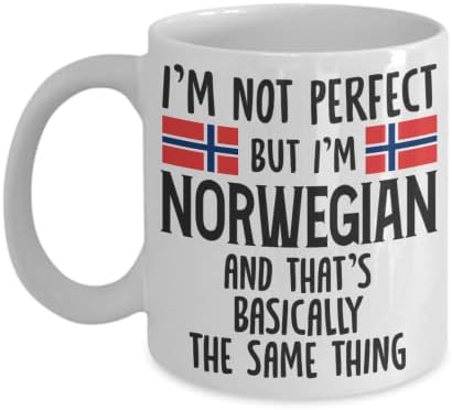 Presente norueguês engraçado | Não sou perfeito, mas sou caneca de café norueguesa | Idéia de presente