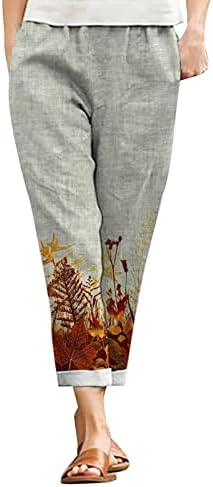 Calça esticada de algodão miashui para mulheres trabalham mulheres casuais estampas casuais calças calças de cintura elástica de cintura elástica