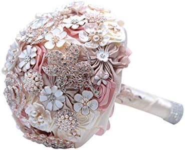 Twdyc Silk Wedding Flowers Rhinestone Jewelry Blush Broche Pink Bouquet Buquet Gold Broach Bridal Wedding