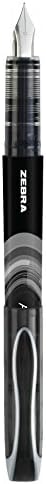 Conjunto de caneta-tinteiro de caneta zebra, ponto fino 0,6 mm, tinta preta não tóxica, ponta de aço inoxidável, descartável, 1 pacote