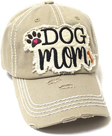 Caps 'n vintage feminina feminina cães mamãe bone & paw patch bordery hat