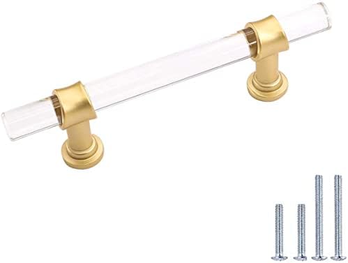 O gabinete de ouro lida com os puxadores do gabinete | 5.5 Gabinete de acrílico Pulls - Armário de cozinha e banheira e alças da gaveta | Botões acrílicos com orifício de montagem de 3 polegadas