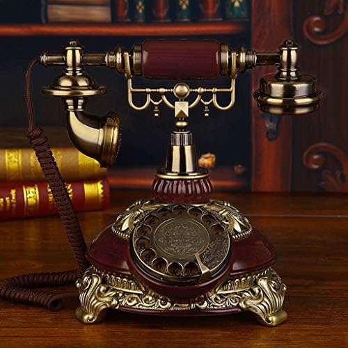 QDID Corded Telephone Resina Imitação de cobre Estilo vintage Retro antiquado Dial rotativo e escritório