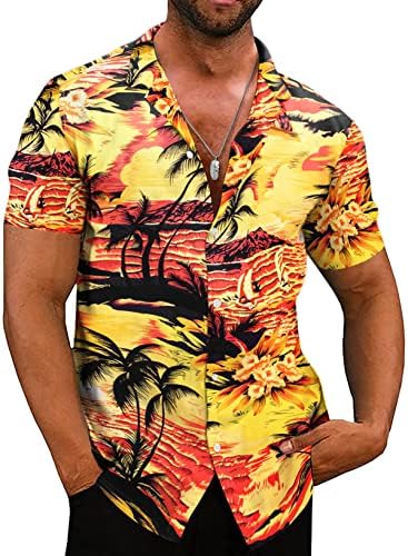 Button casual masculino de jmierr, camisa havaiana de mangas curtas camisas de praia floral com bolsos