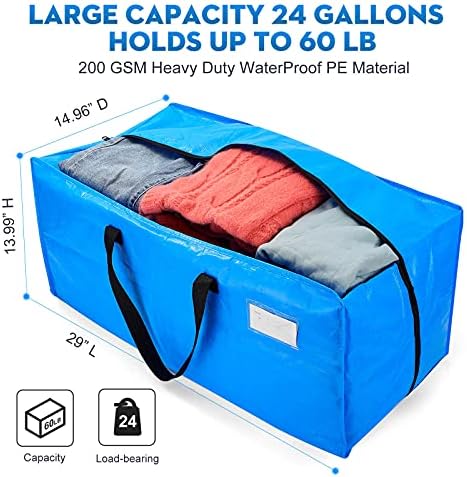 Alexhome Moving Bags Pesados, sacos de embalagem extra grandes para movimentos de bolsas de movimento plástico reutilizável, recipientes de armazenamento de roupas, caixas de suprimentos em movimento, compatíveis com o carrinho IKEA Frakta
