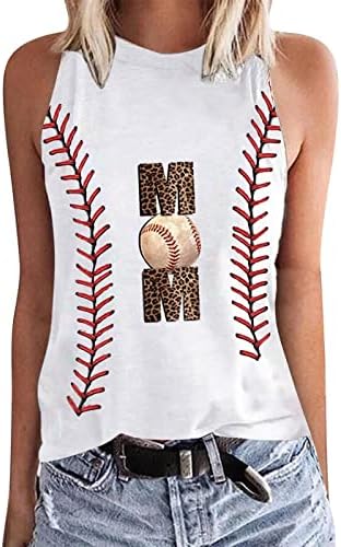 Tampas de beisebol de Sckarle para mulheres, camiseta casual sem mangas, blusa gráfica de verão fofa de letra de treino