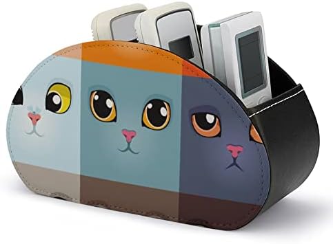 Cute Kitten Cat Faces TV Titulares de controle remoto Moda Box de armazenamento de couro Organizador de
