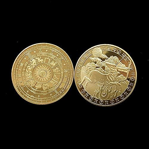 Moeda comemorativa metálica doze constelação de constelação Lucky Gold Moedas comemorativa portador de moeda Coin