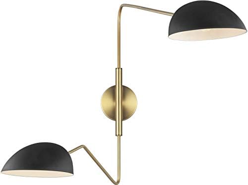 Feiss EW1072MBK Contemporary Modern Two Light Wall Sconce From Jane Collection in Brass-Antique