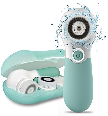 Spin Brush de limpeza facial por TouchBeauty, pincel facial de 360 ​​° para limpar e esfoliar com 3 escovas de spin para cuidados com a pele e alça de silicone anti-deslizamento, 3 em 1 kit de limpeza atualizado