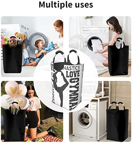 Love Gymnastics 50l Saco de armazenamento de roupas sujas quadradas dobrável/com maçaneta de transporte/adequado para o armário de banheiro Viagem de armazenamento doméstico