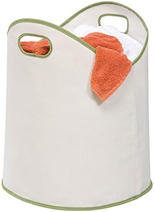 Honey-Can-Do LDY-01997 Cesta de lavanderia de lona de carga grande, 13x13x20.5, branco/verde