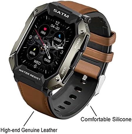 Compatível com bandas Amaztim C20, Lamshaw Leather Silicone Substituição respirável Smartwatch
