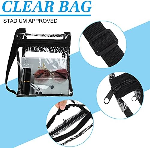 Xuniea 2 peças estádio de bolsa transparente aprovada bolsa de bolsa crossbody clara com bolsa de ombro