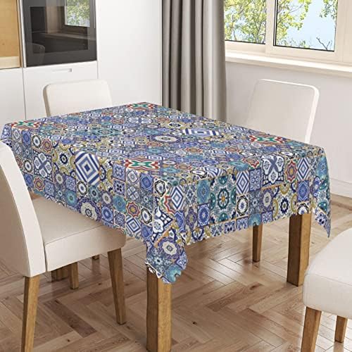 Toleta de mesa de padrão marroquino 52x70 polegadas, roupas de mesa de retângulo para mesas de 4 pés-capa de mesa reutilizável resistente a robustos à prova d'água para jantar de jantar de acampamento de cozinha jantar ao ar livre ao ar livre