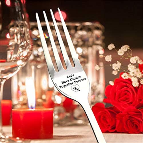 Gift de garfo melhor gravado - Forks inspiradores engraçados, garfos de aço inoxidável de 8 '', presentes para namorado/namorada/marido/esposa, aniversário e presentes dos namorados