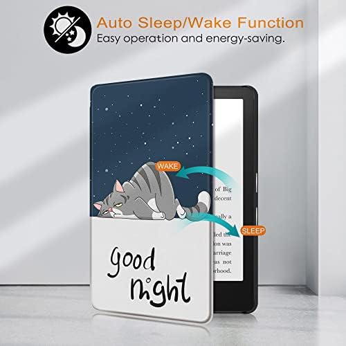 Caso esbelto para o novo Kindle-capa de couro PU com acordamento automático/sono sleep All-New Kindle 2019, baleia
