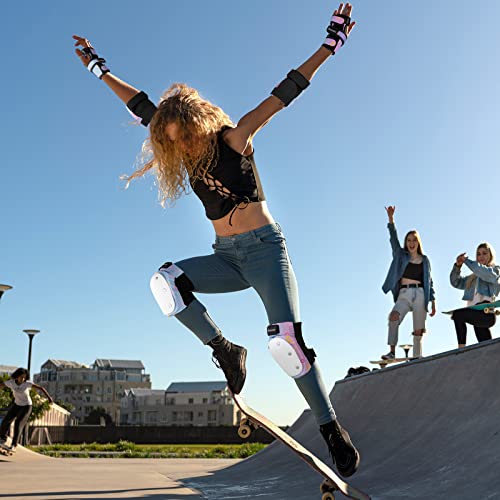 BOSONER adulto/mulher/joelheira joelheira cotonete protetor de pulso 6 em 1 equipamento de proteção para skate skate skate