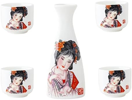 Conjunto de vidro para bebida de hemotão 1 Conjunto de saquê japonês tradicional Japonês SoJU Liquor Container Cerâmica Conjunto de Geisha De design com xícaras para bebidas frias de bebidas frias