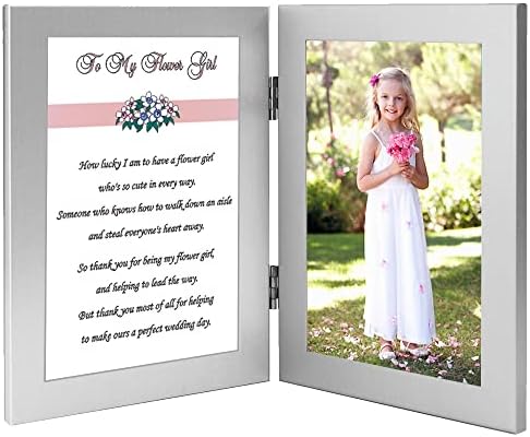 Presente de casamento da Flower Girl da noiva, poema fofo em moldura dupla, adicione foto de 4x6 polegadas