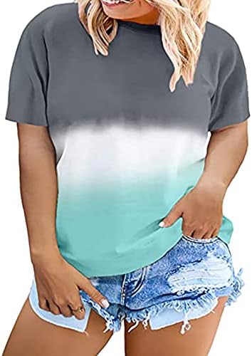 Camiseta plus size para mulheres tie tie-dye de verão de verão de pull de manga curta de manga curta camisetas de moda