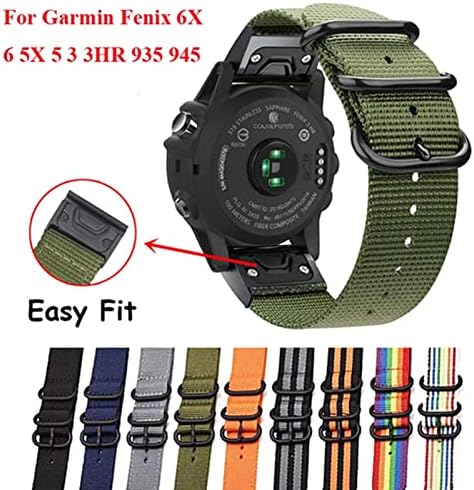 PCGV 22 26mm de nylon de nylon de 26 mm cinta para Garmin Fenix ​​6x 6 Pro Smart Watch Easy Fit