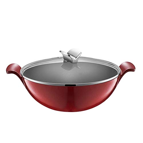 Zyzmh 5l esmalte o ferro fundido wok espessado binaural wok ensopado fogão a gás indução geral de ferro fundido panela de cozinha utensílios de cozinha
