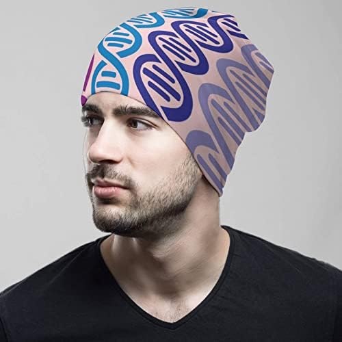 Baikutouan DNA Double Helix Pattern Print Feanie Hats for Men Women With Designs Skull Cap