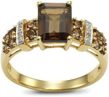 T-Jewelry Fashion Fashion Feminino 18K Anel de casamento cheio de ouro com Halo Brown CZ Presente Tamanho 6-11