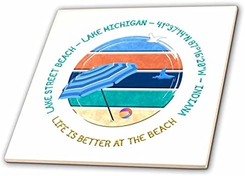 3dose American Beaches - Lake Street Beach, Lake Michigan, Indiana Gift - Tiles