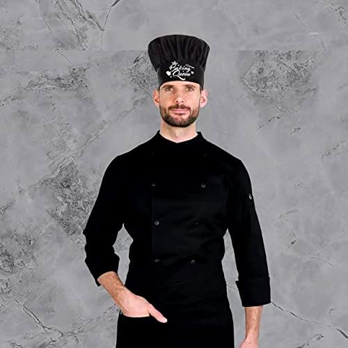 Xikainuo Funny Baking Queen Cotton Chef Chef com elástico, Black Ajustável Chef de cozinha de cozinha chapéu